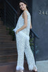 Gianna Feathered Pant Set - Black and White